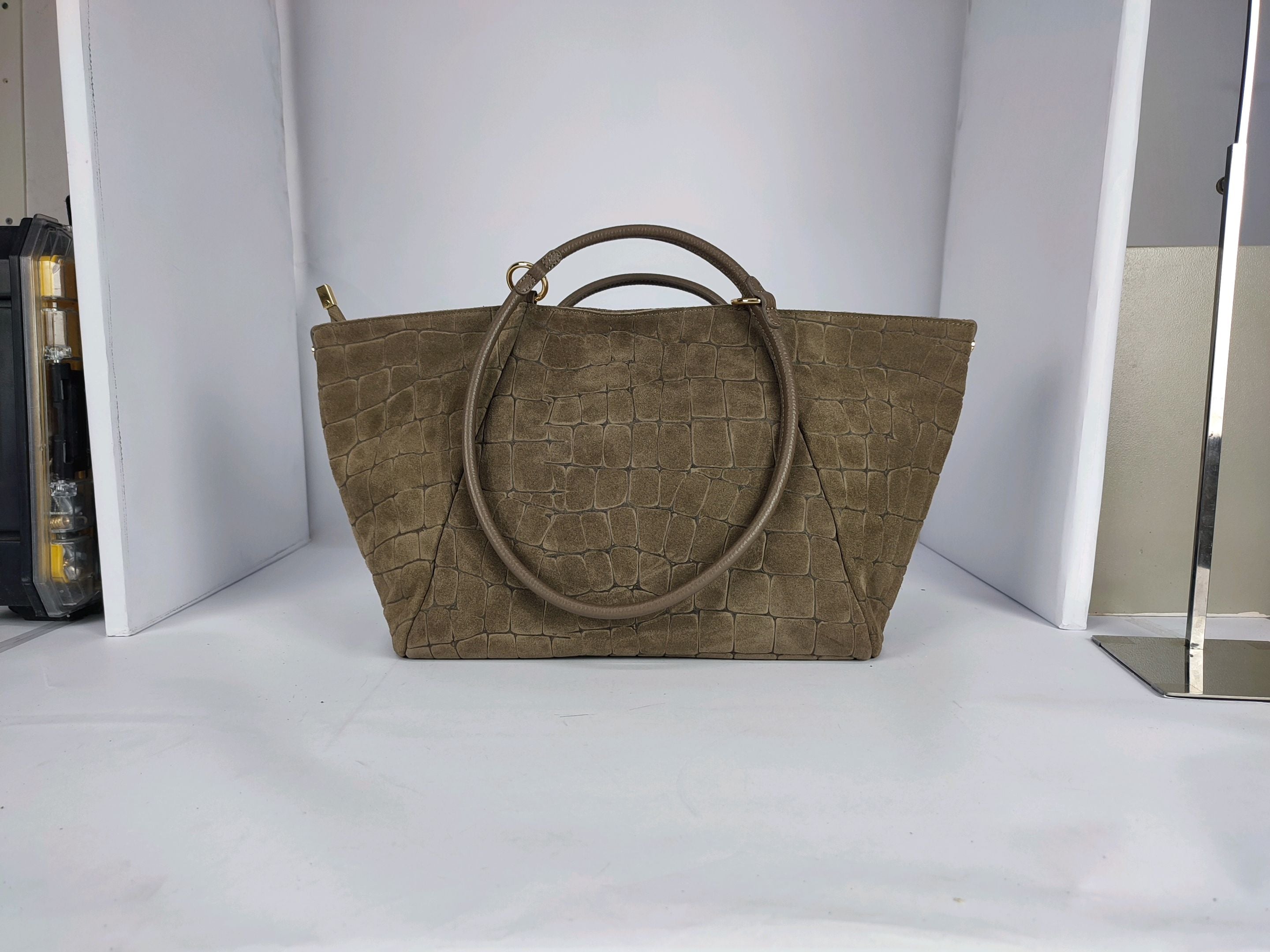 DM016 Taupe Suede Tote Bag