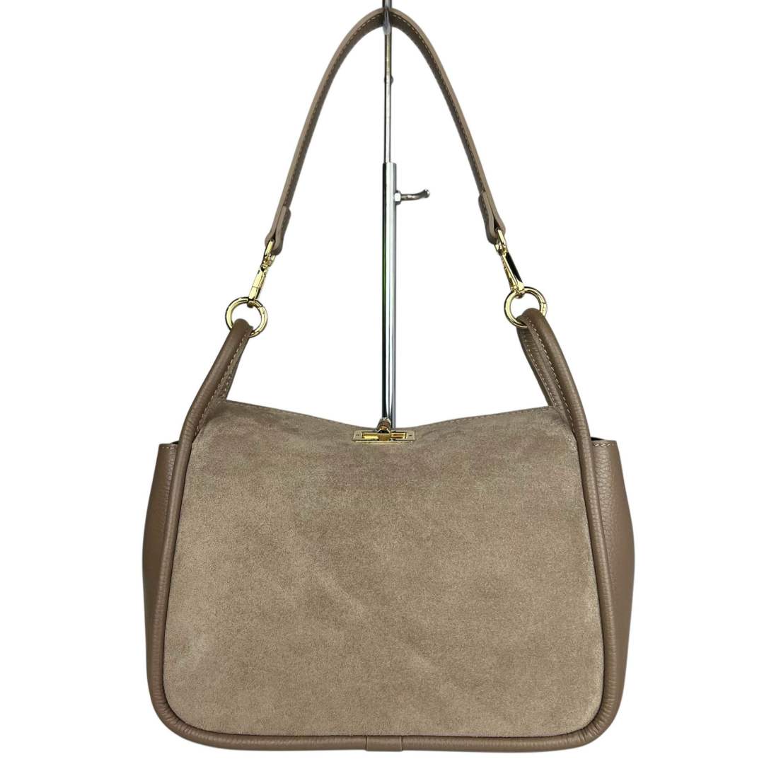 MI515 Dark Taupe Suede Bamboo Clasp Bag