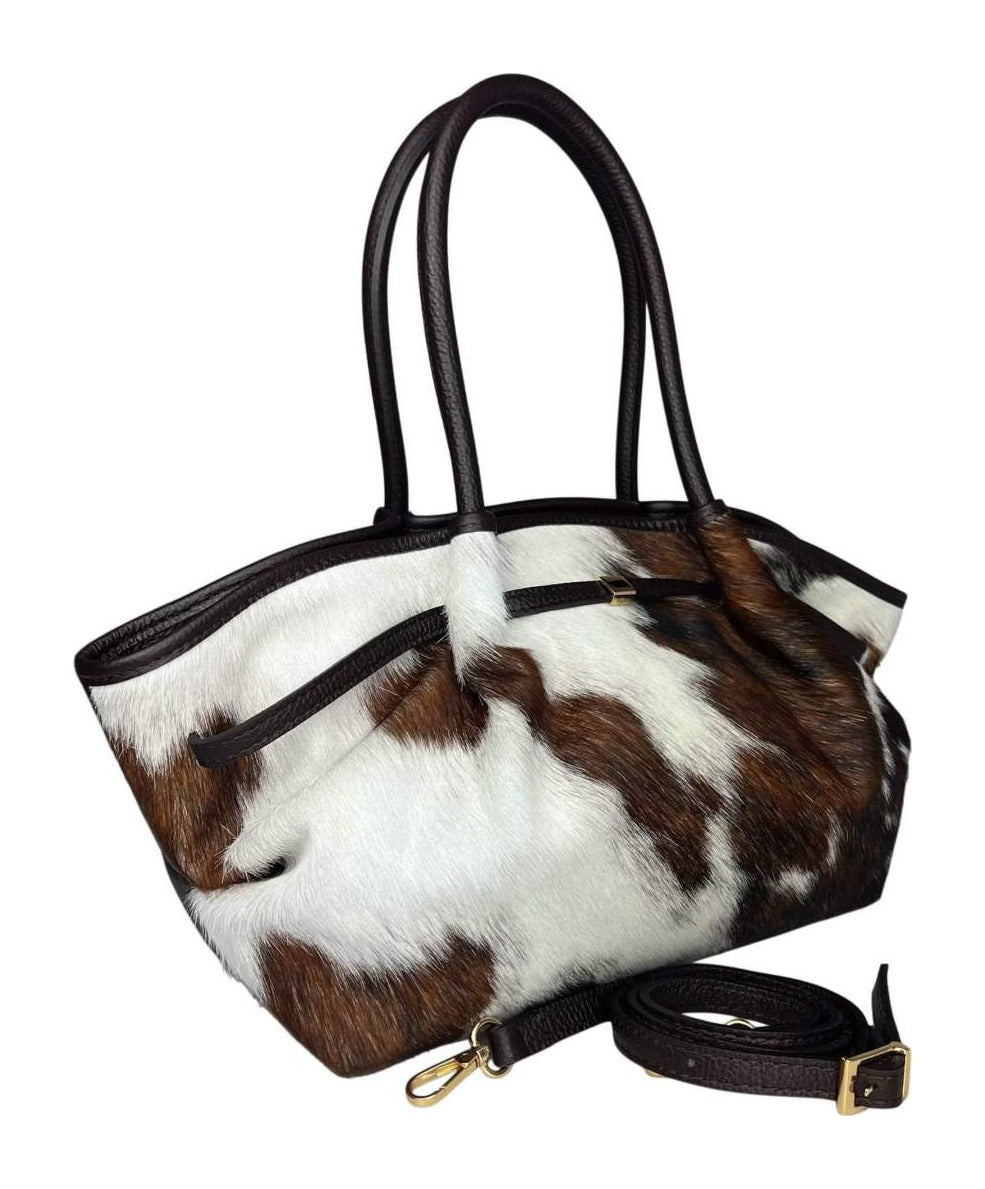 MI570 Cow Print Pony Hair Shopper Bag
