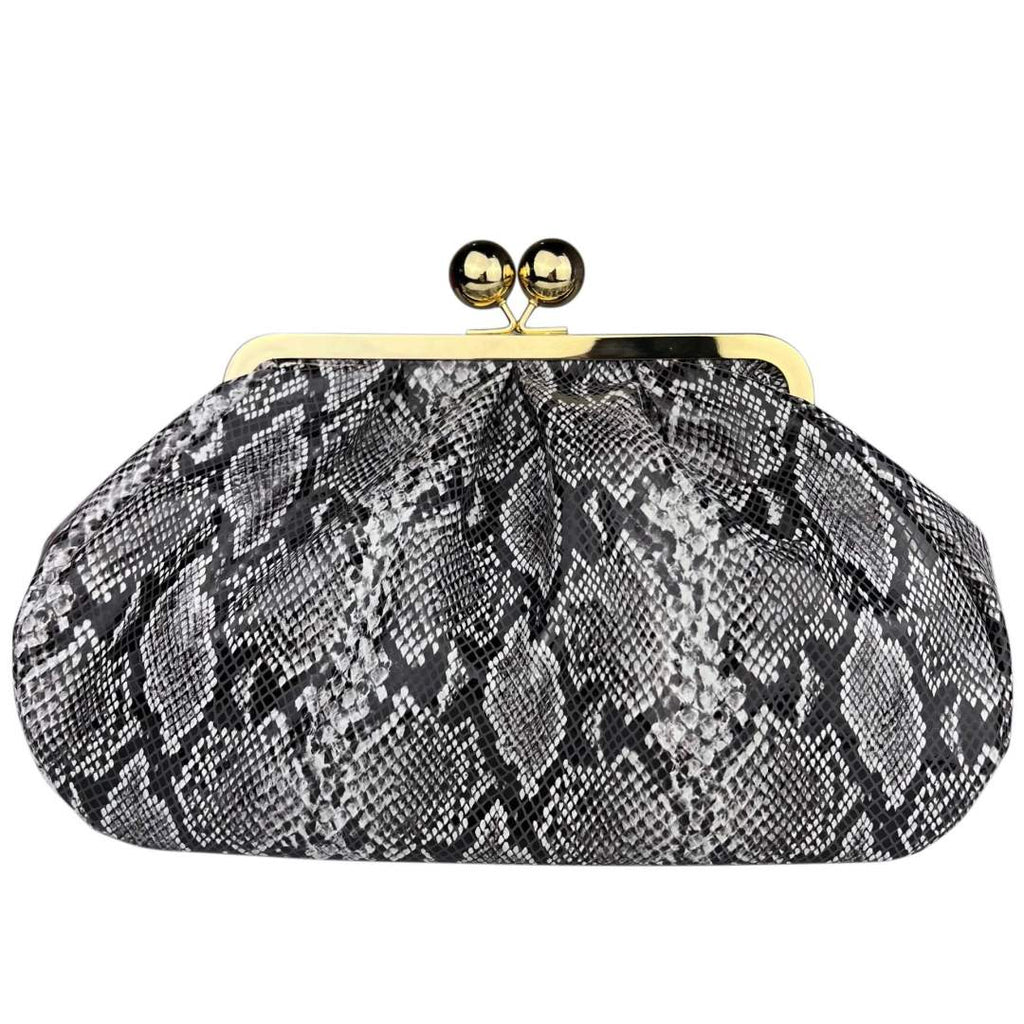 Mi267 Python Print Grey Clip Clutch