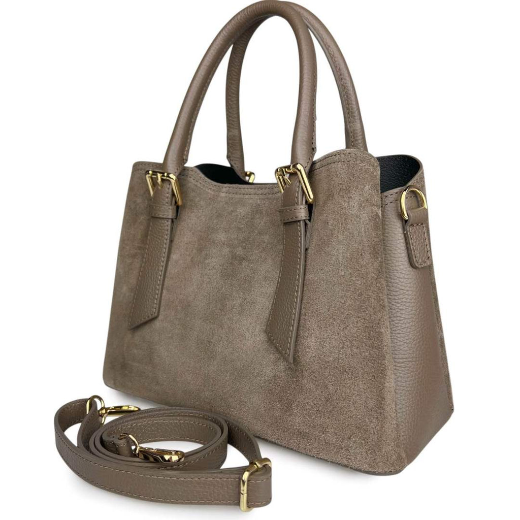 Mi136 Taupe Suede Elegant Handbag