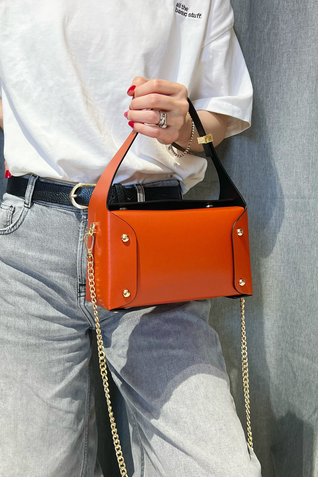 ZZ137 Rust Small Smooth Leather Handbag