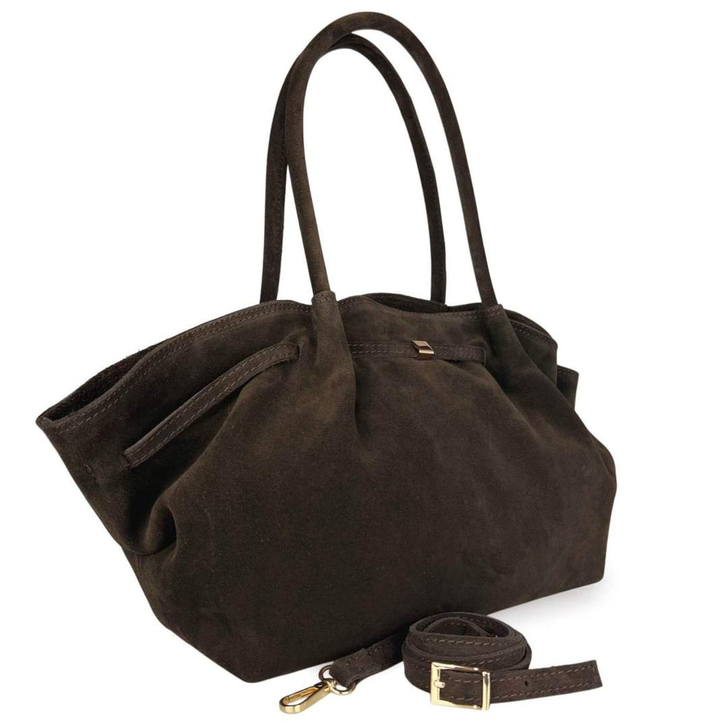 MI487 Dark Brown Suede Shopper Bag