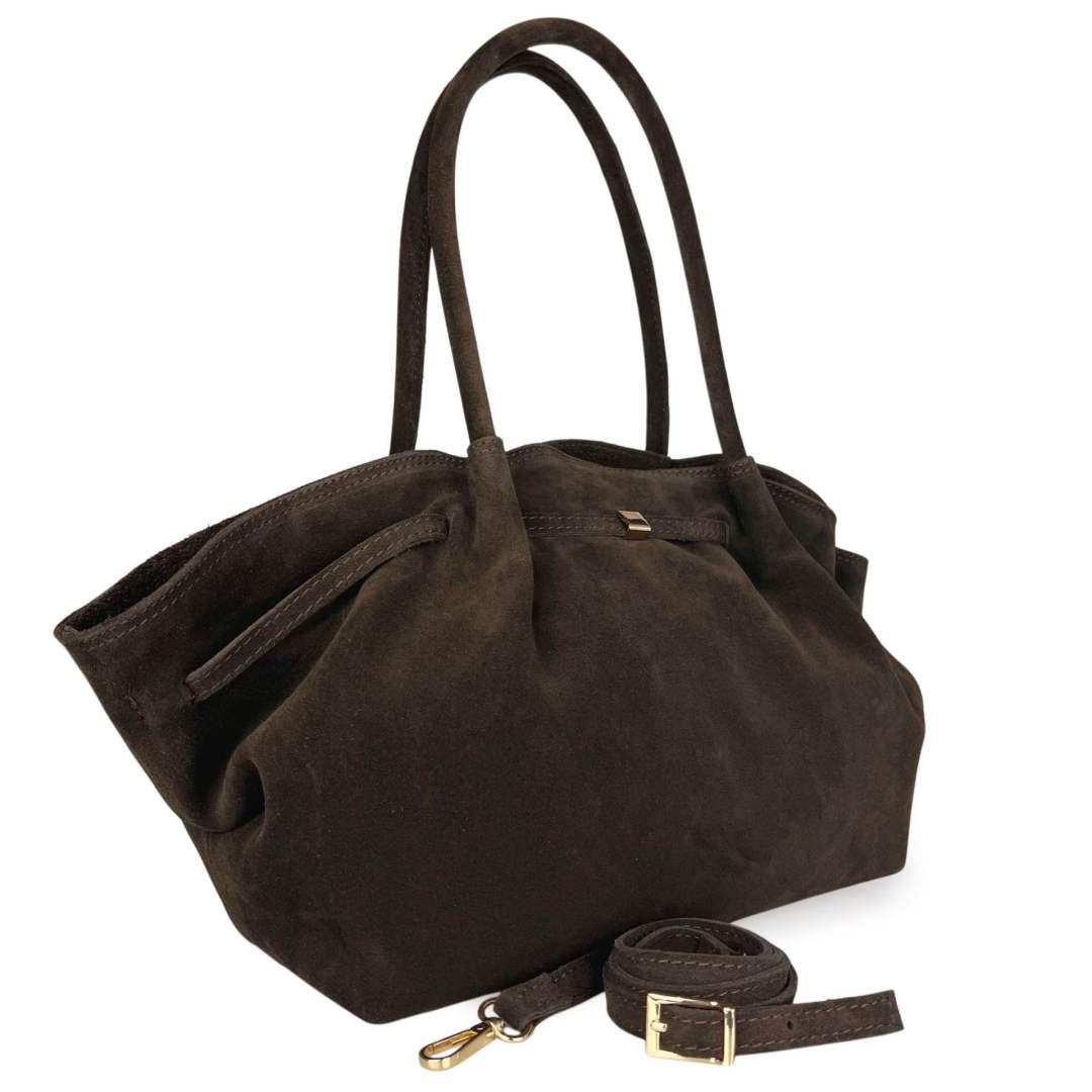 MI487 Dark Brown Suede Shopper Bag