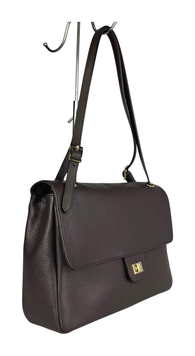 MI601 Dark Brown Leather Flap Bag