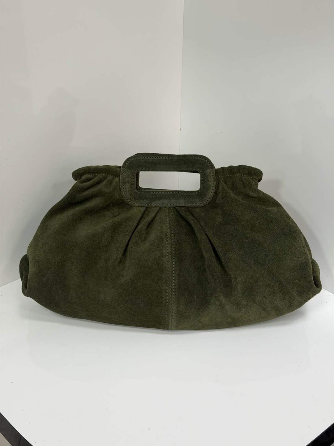 ST165 Green Ruched Suede Handle Bag