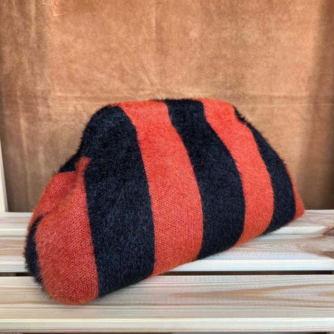 Mi069 Black/Orange Striped Pochette