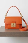 ZZ188 Rust Grained Leather Top Handle Bag