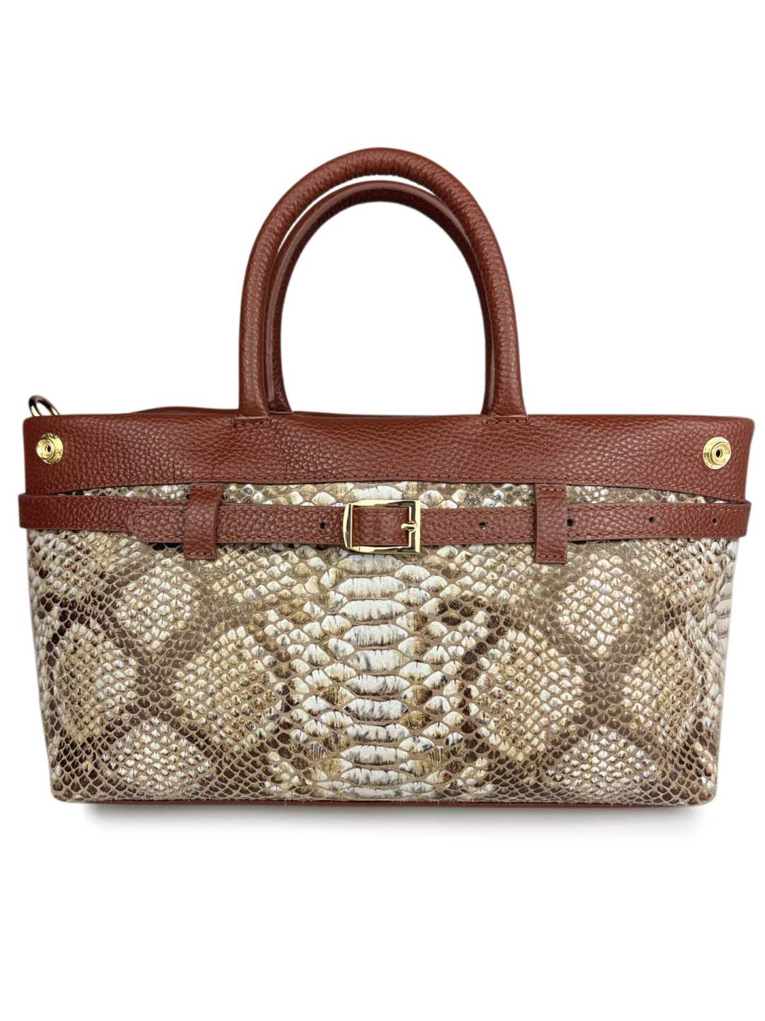 Mi237 Brown Python-Print Bag