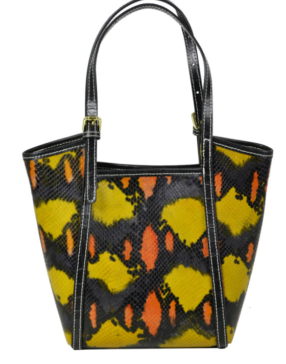 IT7BL Italian Black Leather Snake Printed Crossbody Bag