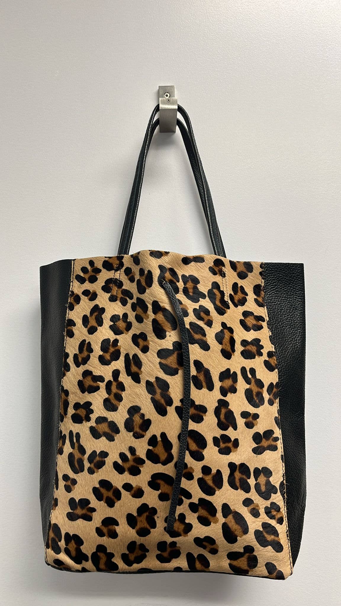 OF51 Leather & Calf Hair Leopard Tote Bag JIJOU CAPRI