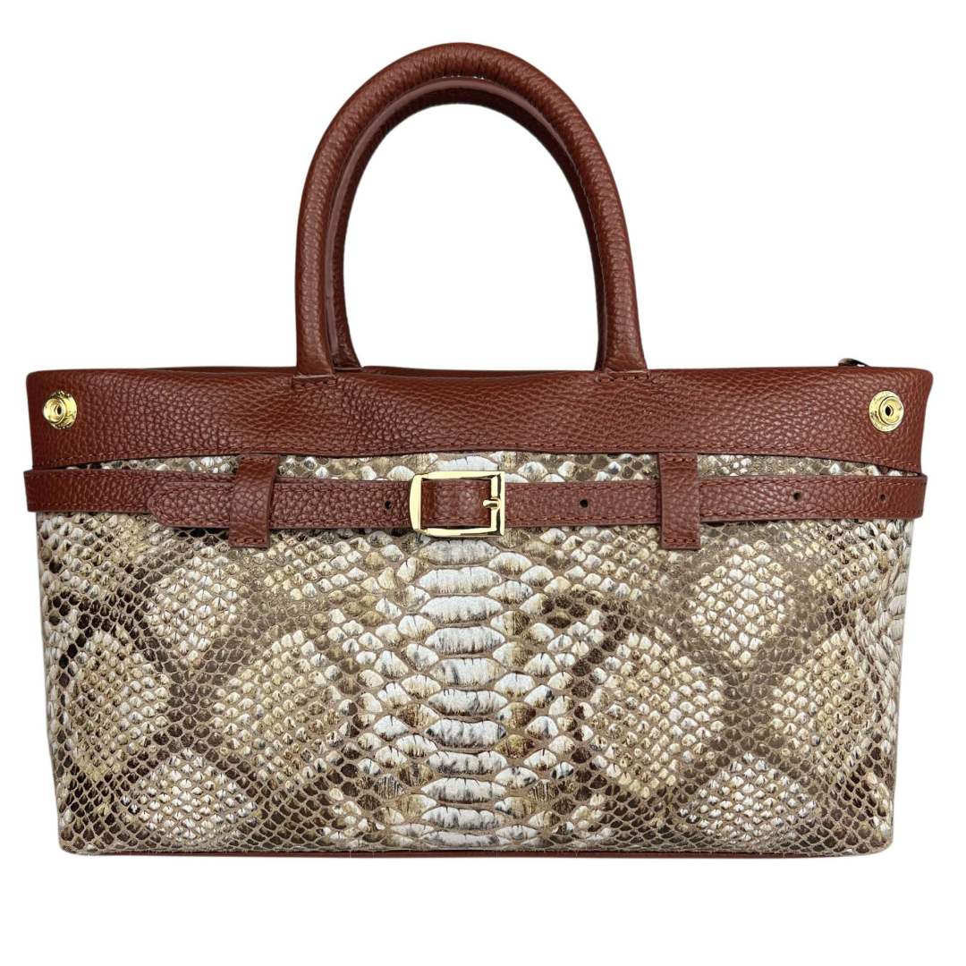 Mi237 Brown Python-Print Bag