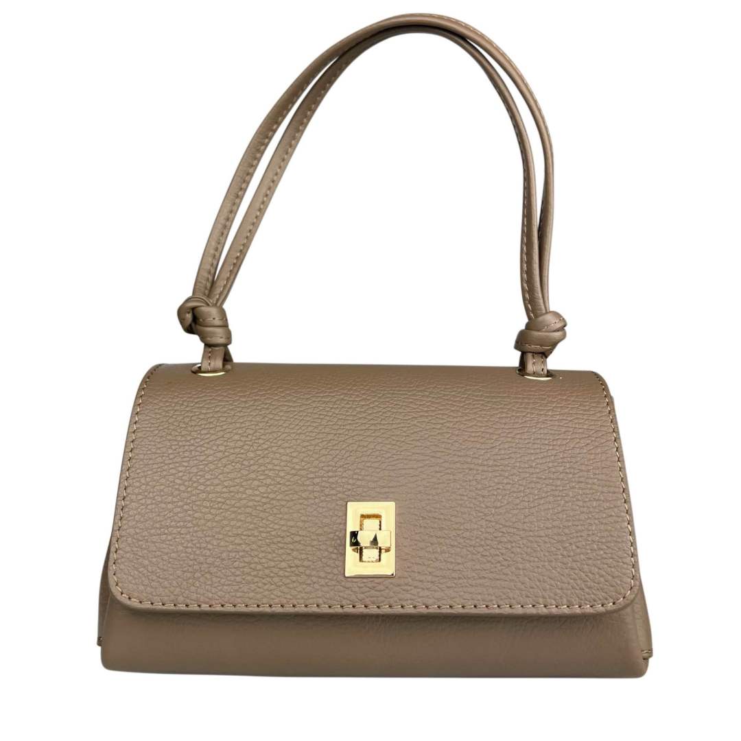 Mi221 Dark Taupe Slim-Handle Flap Bag
