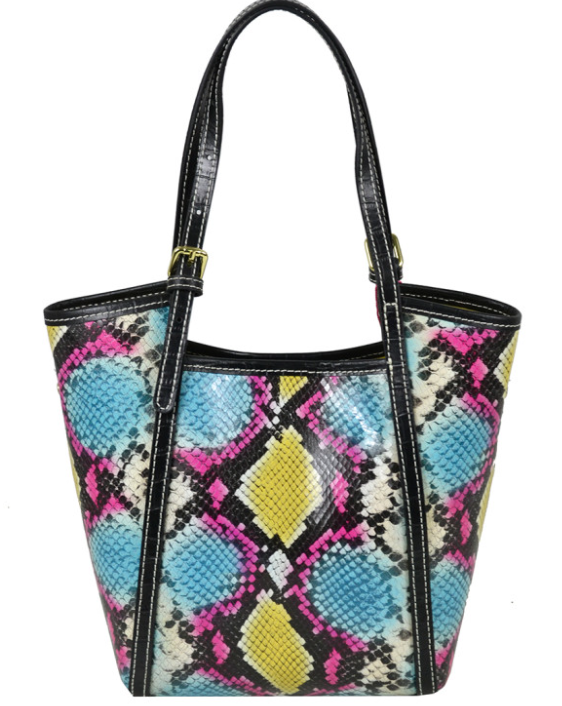 IT7BLU  Italian Blue Leather Snake Printed Crossbody Bag