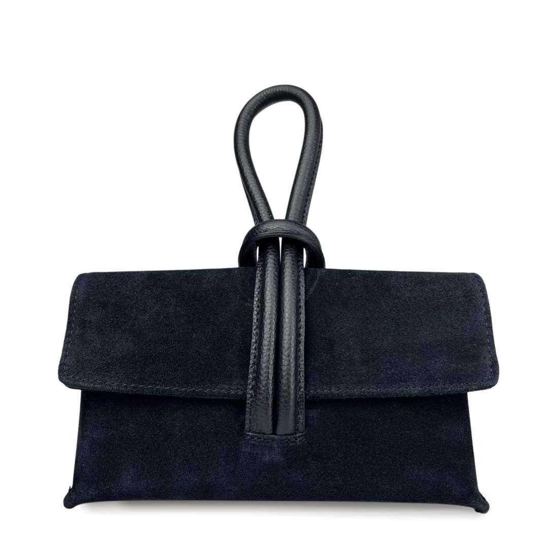Mi113 Black Suede Knot Pochette