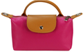 LOLOFU Italian Leather Pink Small Handbag with Snap Closure