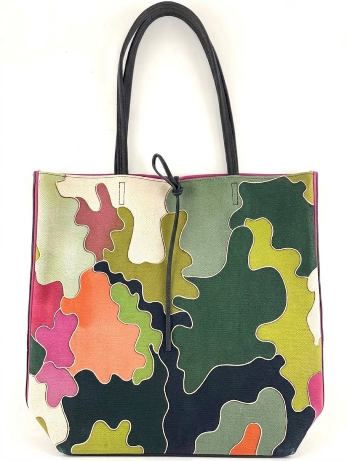 AV1 Multicolor Camo Print Leather Tote Bag