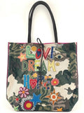 AV4 Love Dream Hope Print Leather Tote Bag