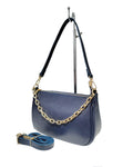 BM679 Navy Leather Shoulder Bag