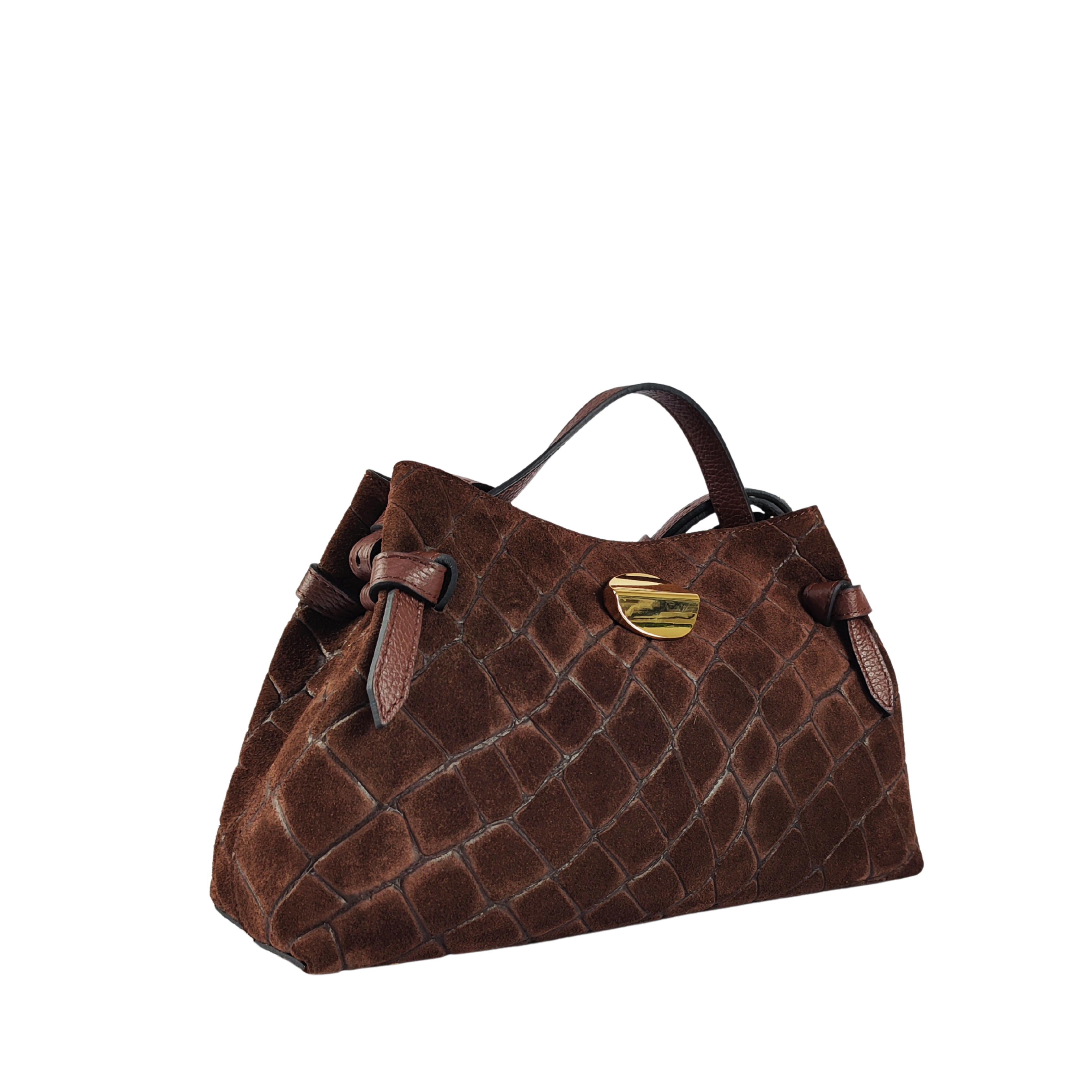 DM034 Dark Brown Suede Shoulder Bag