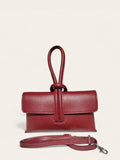 BM714 Burgundy Leather Clutch Bag
