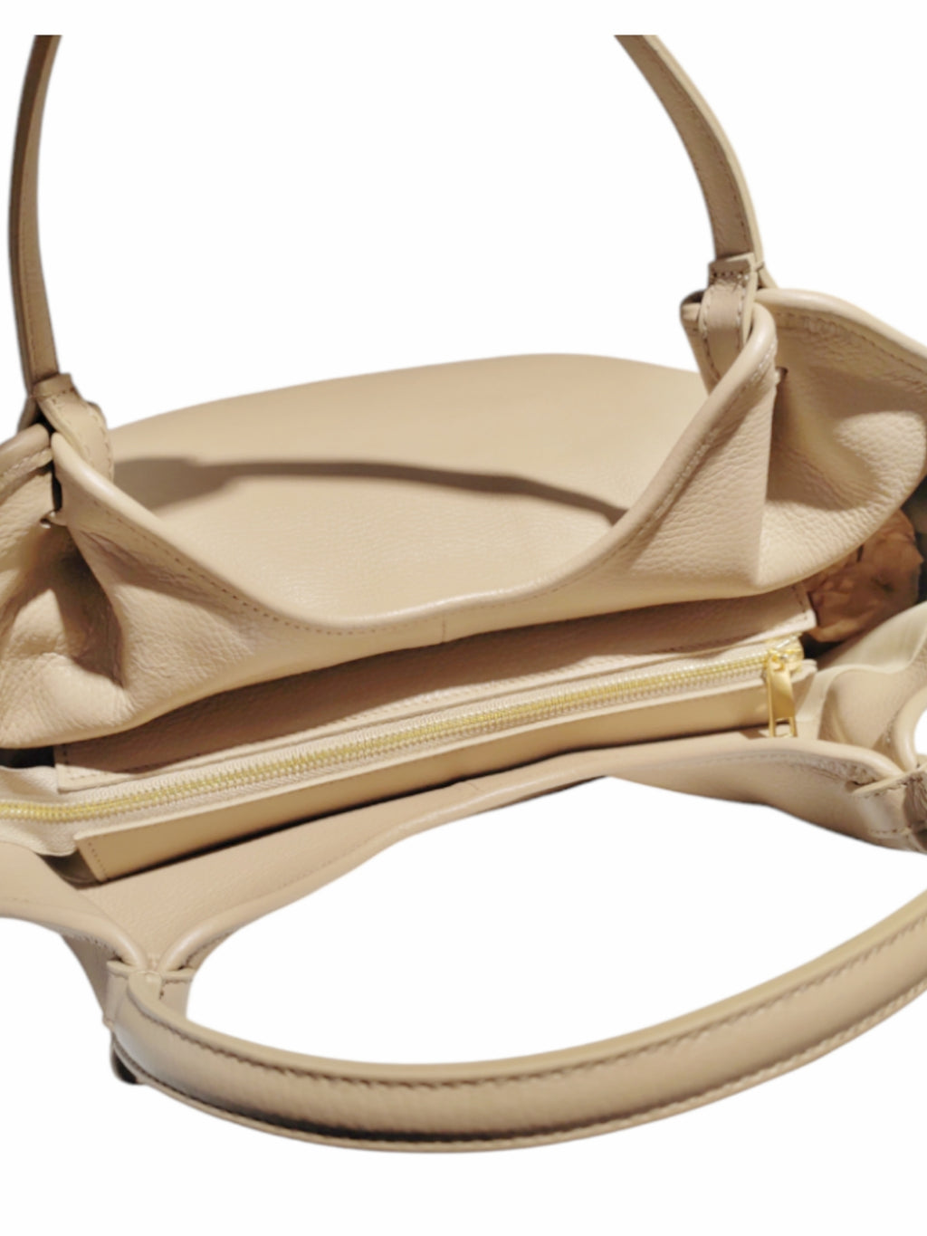 BM433 Beige Leather Hobo Bag
