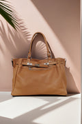 BM818 Dark Camel Leather Satchel Bag