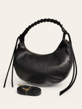 BM405 Black Leather Hobo Bag