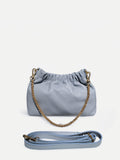 BM415 Sky Blue Leather Pouch Bag