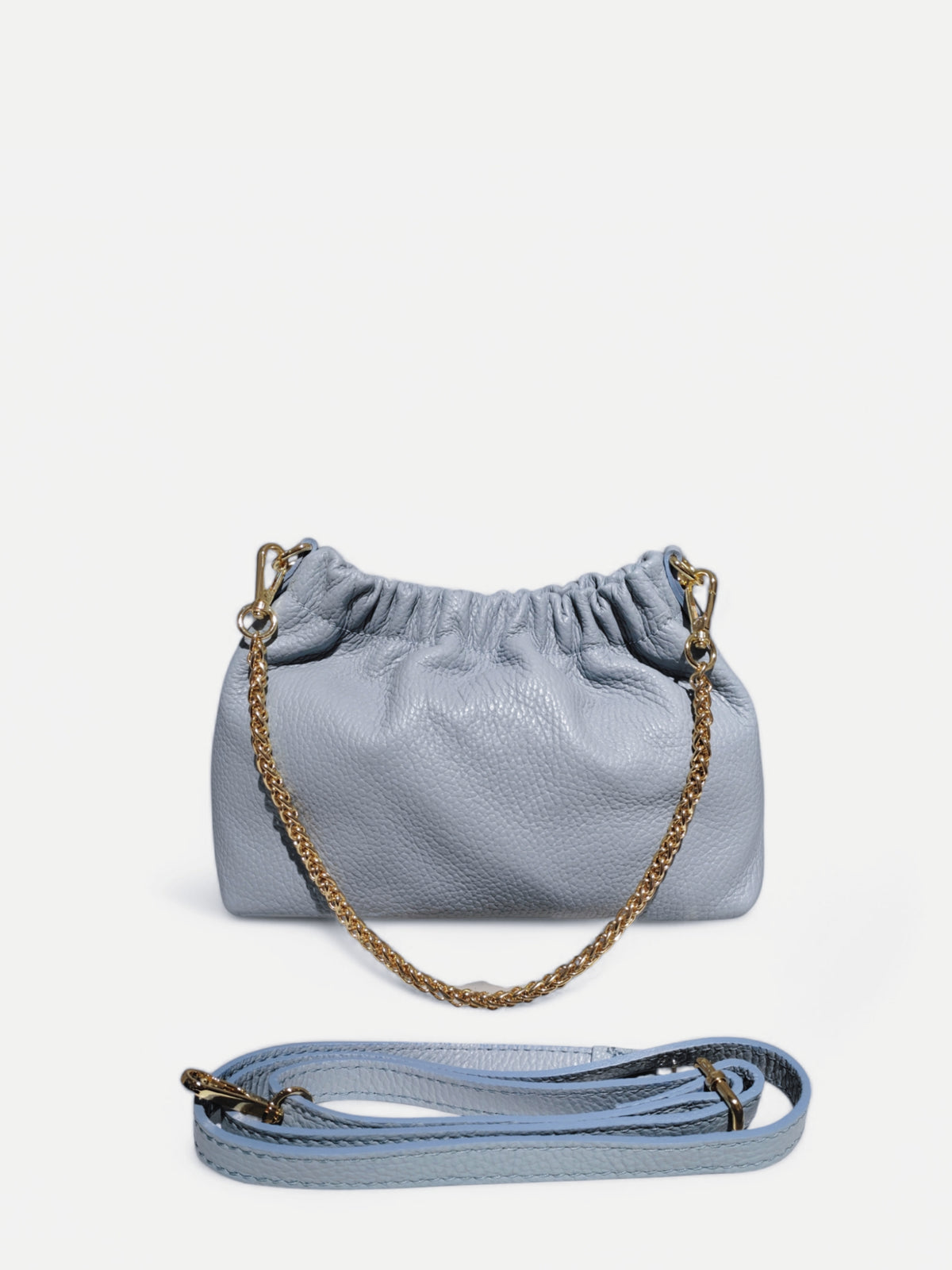 BM415 Sky Blue Leather Pouch Bag