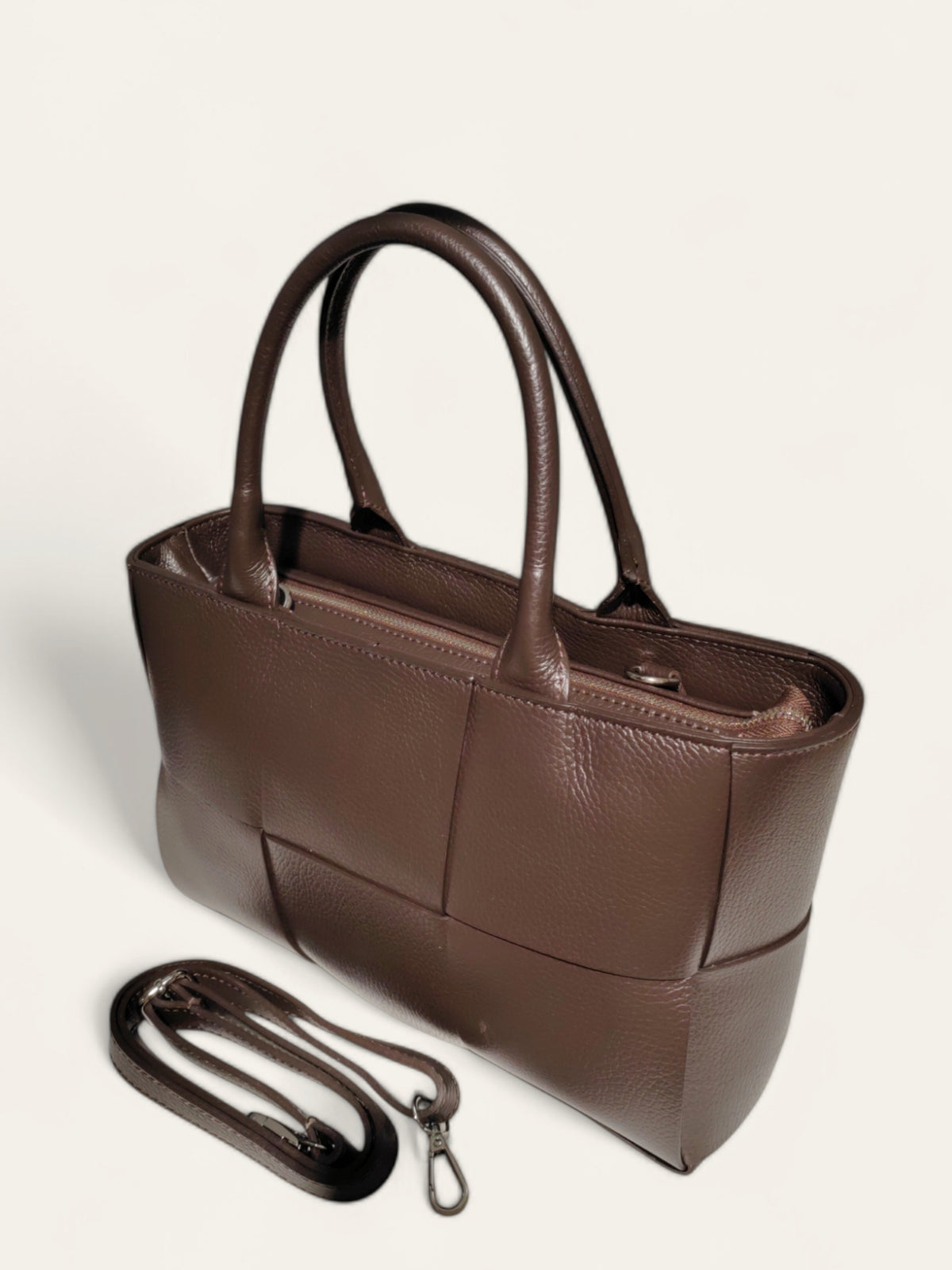 BM476 Chocolate Leather Tote Bag