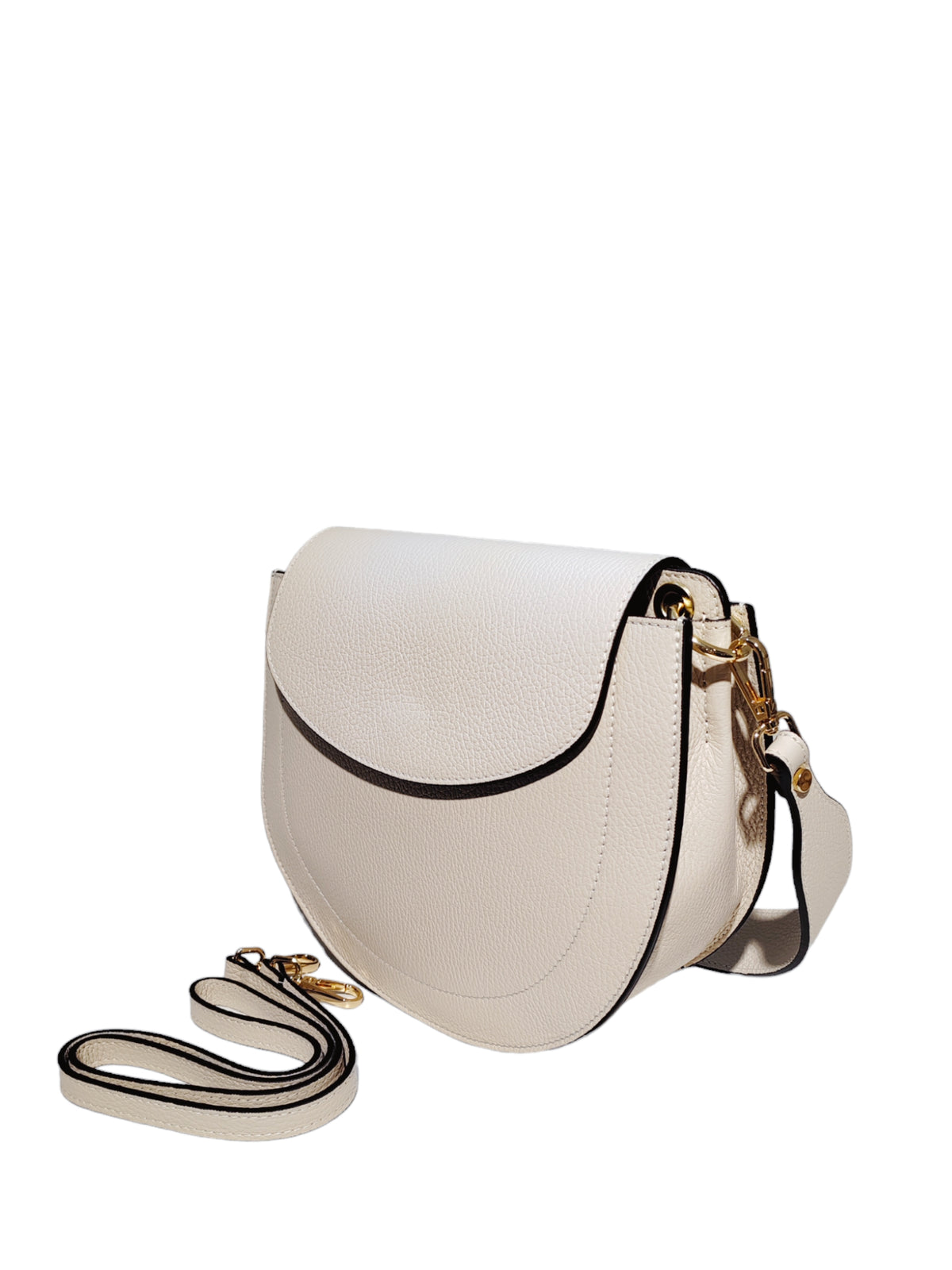 BM718 Cream Leather Crossbody Bag