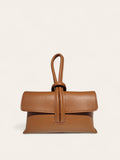 BM711 Dark Camel Leather Clutch Bag