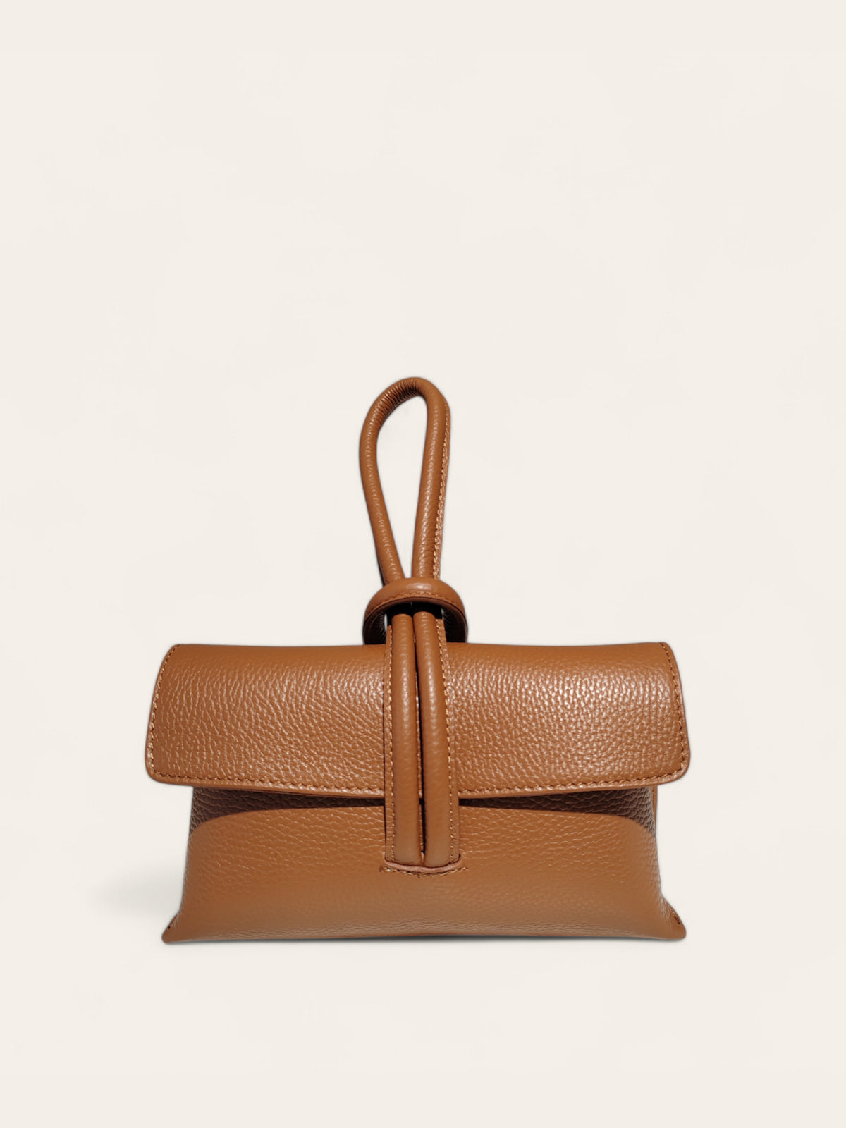 BM711 Dark Camel Leather Clutch Bag