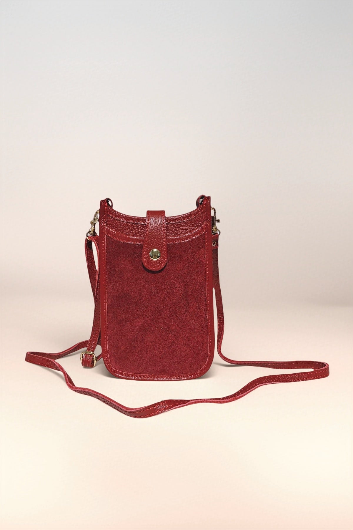 BM633 Burgundy Leather Phone Bag