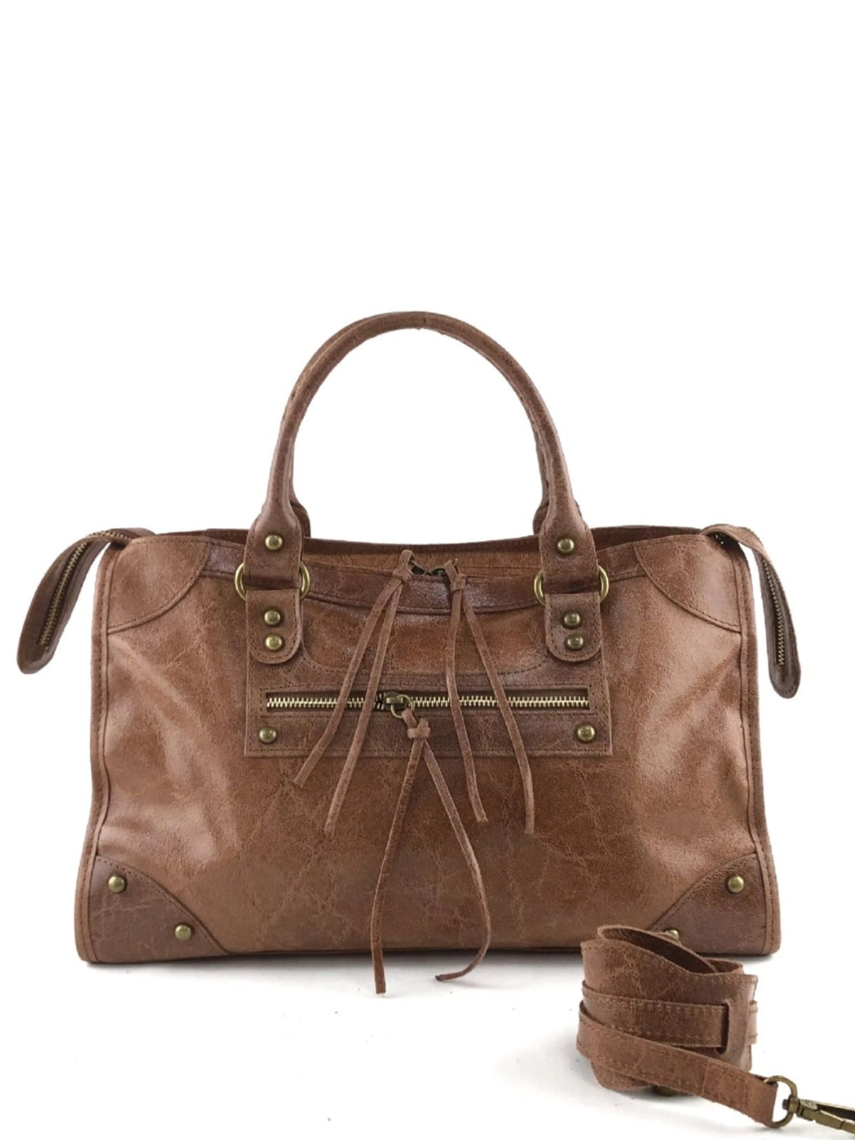 BM484 Mocha Leather Satchel Bag