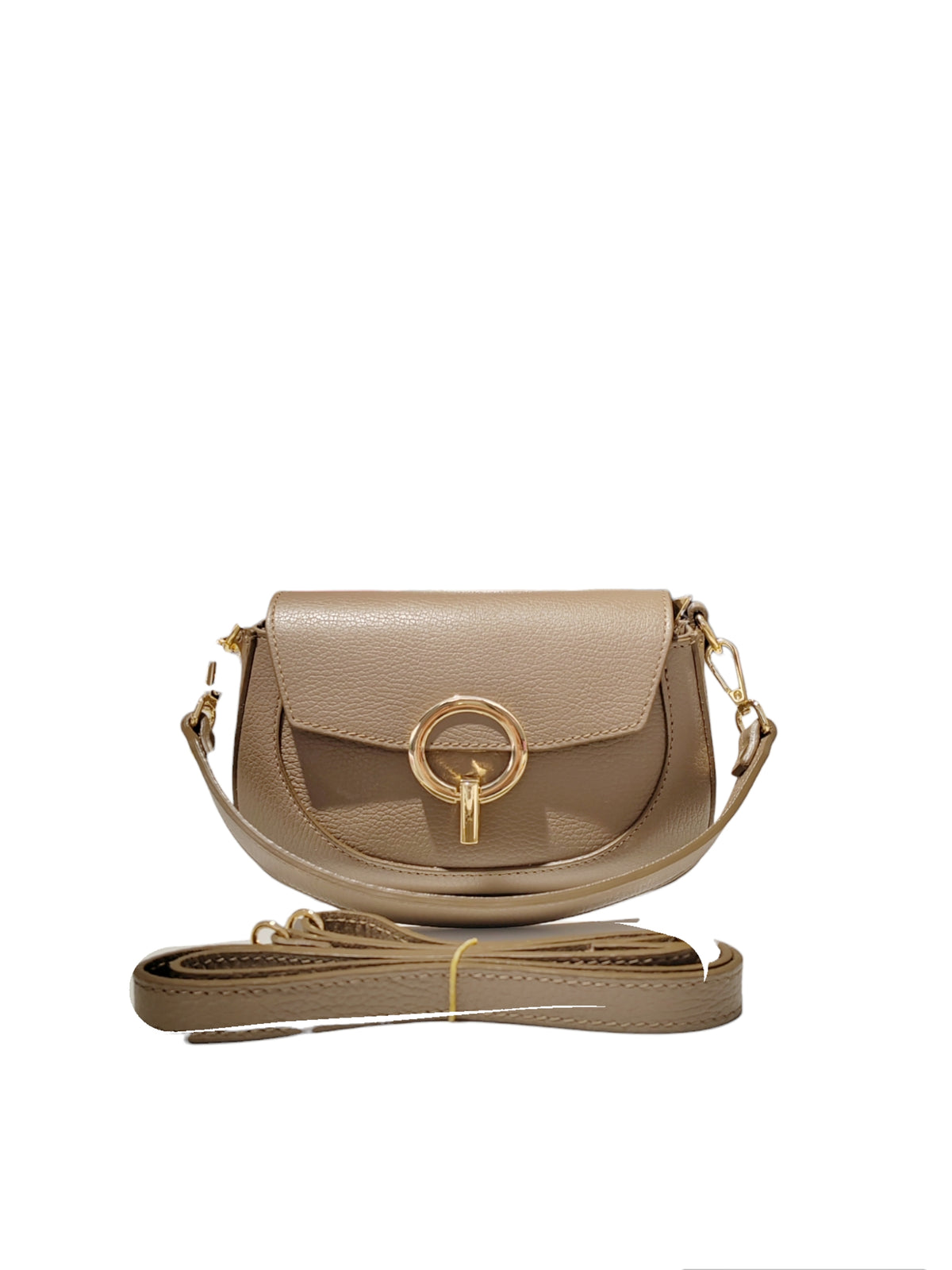 BM600 Taupe Leather Shoulder Bag