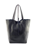 BM750 Black Leather Tote Bag