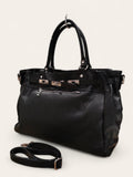 BM814 Black Leather Satchel Bag