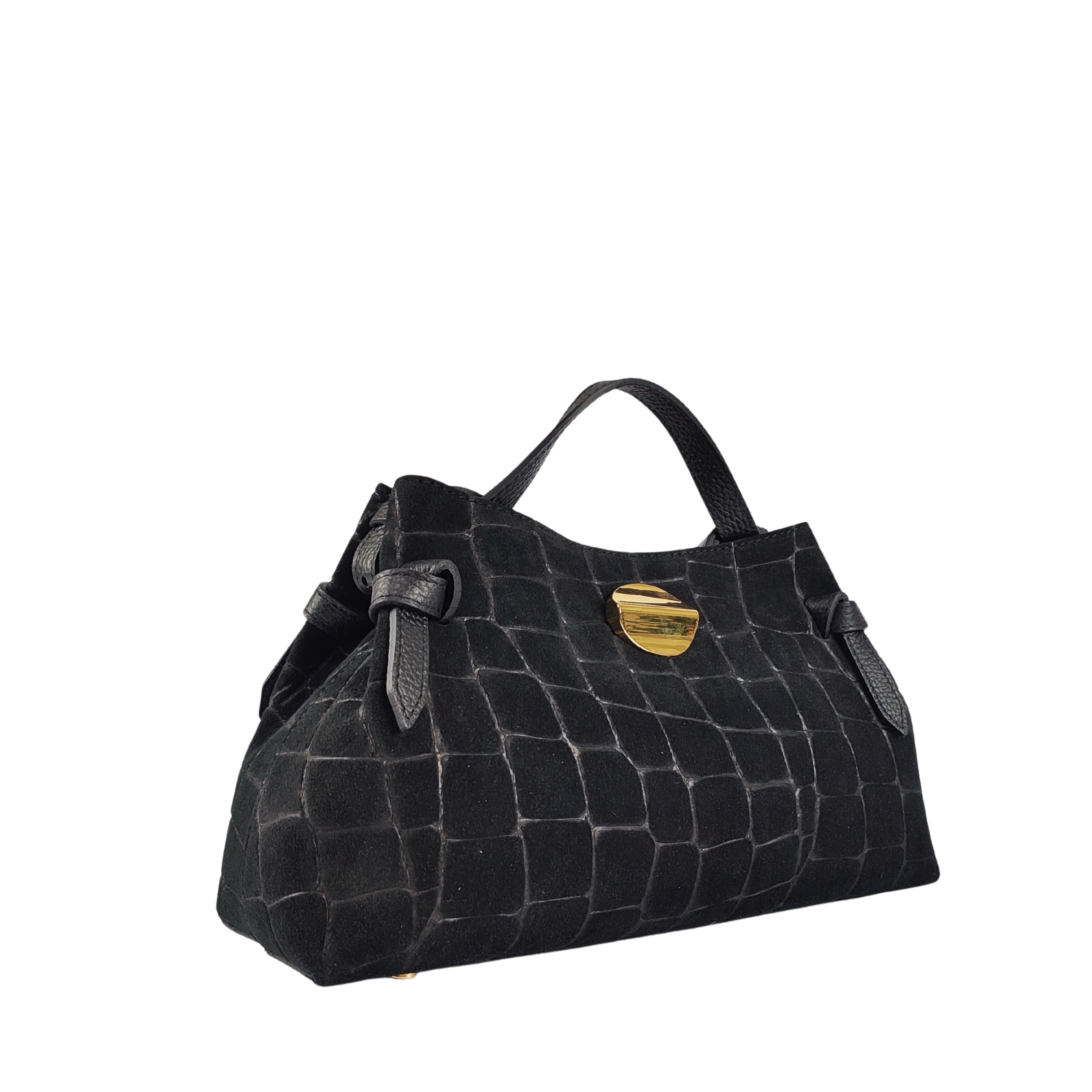 DM039 Black Suede Shoulder Bag