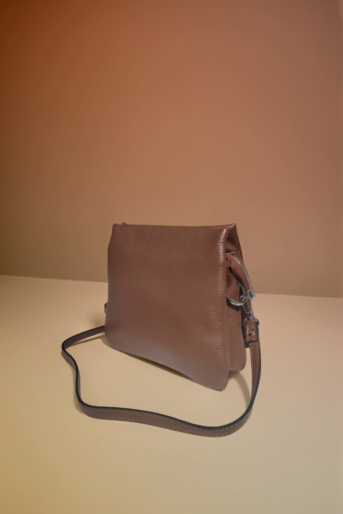 BM675 Mocha Leather Crossbody Bag