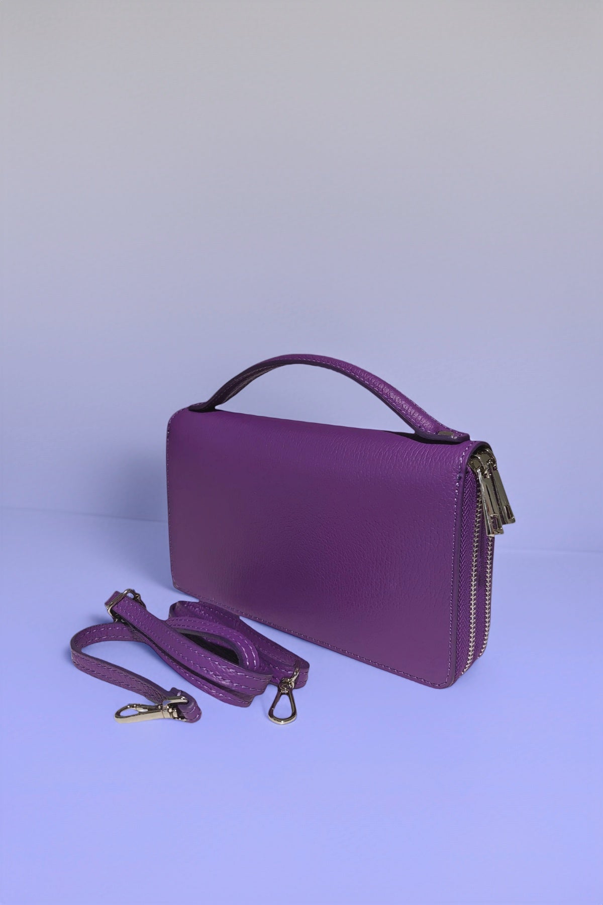 BM403 Purple Leather Crossbody Bag