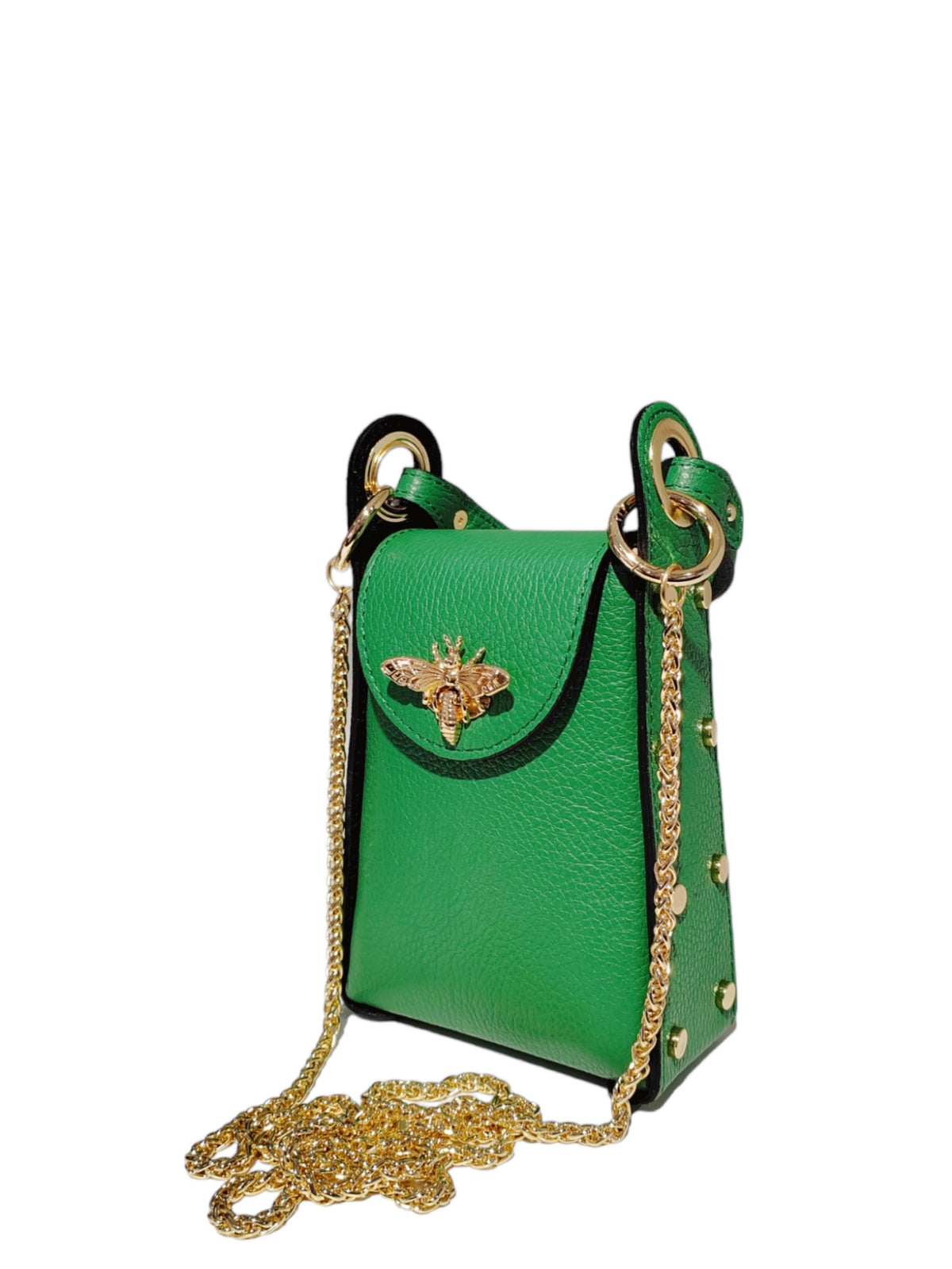 BM766 Green Leather Crossbody Bag
