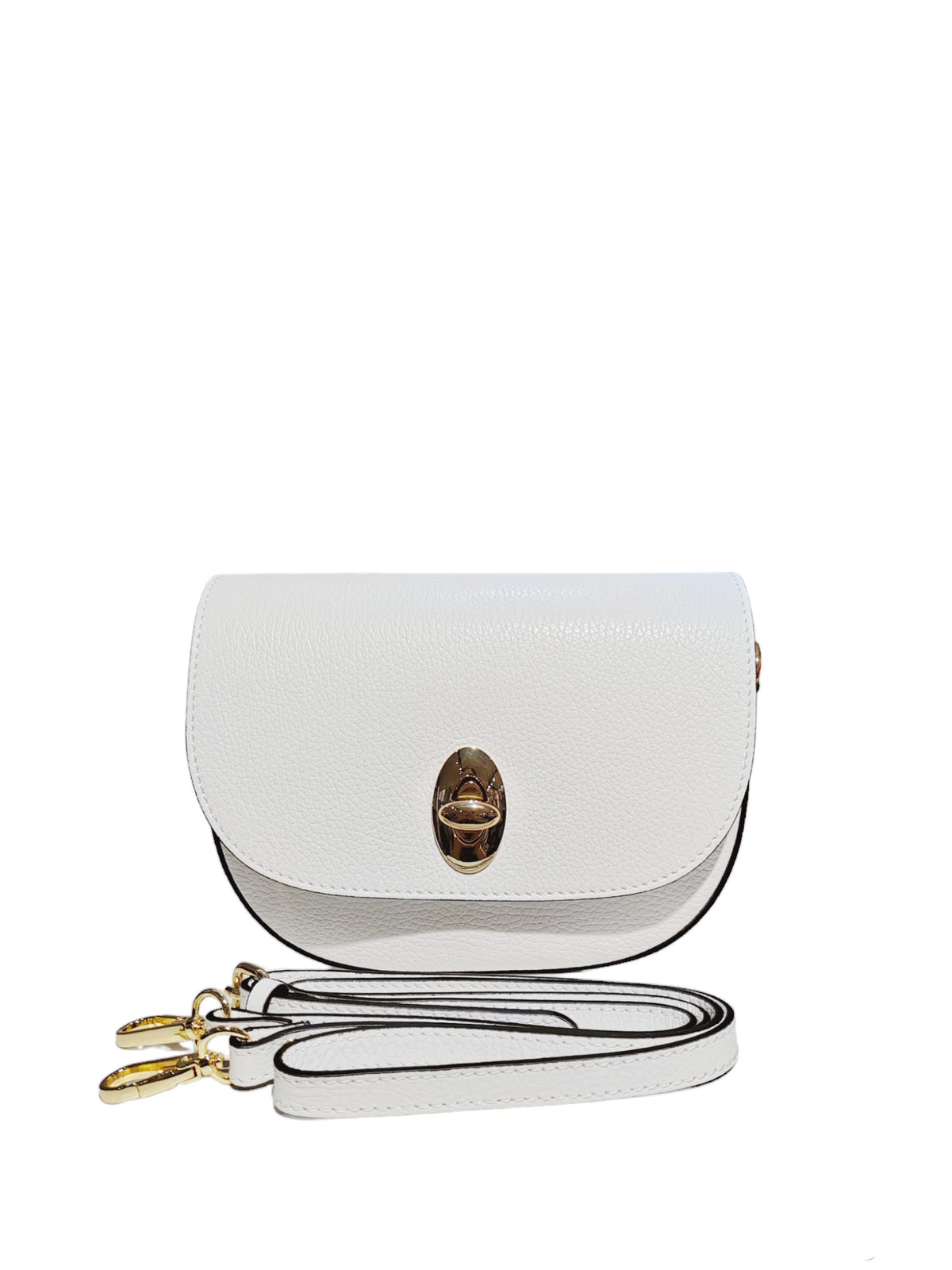 BM528 White Leather Crossbody Bag