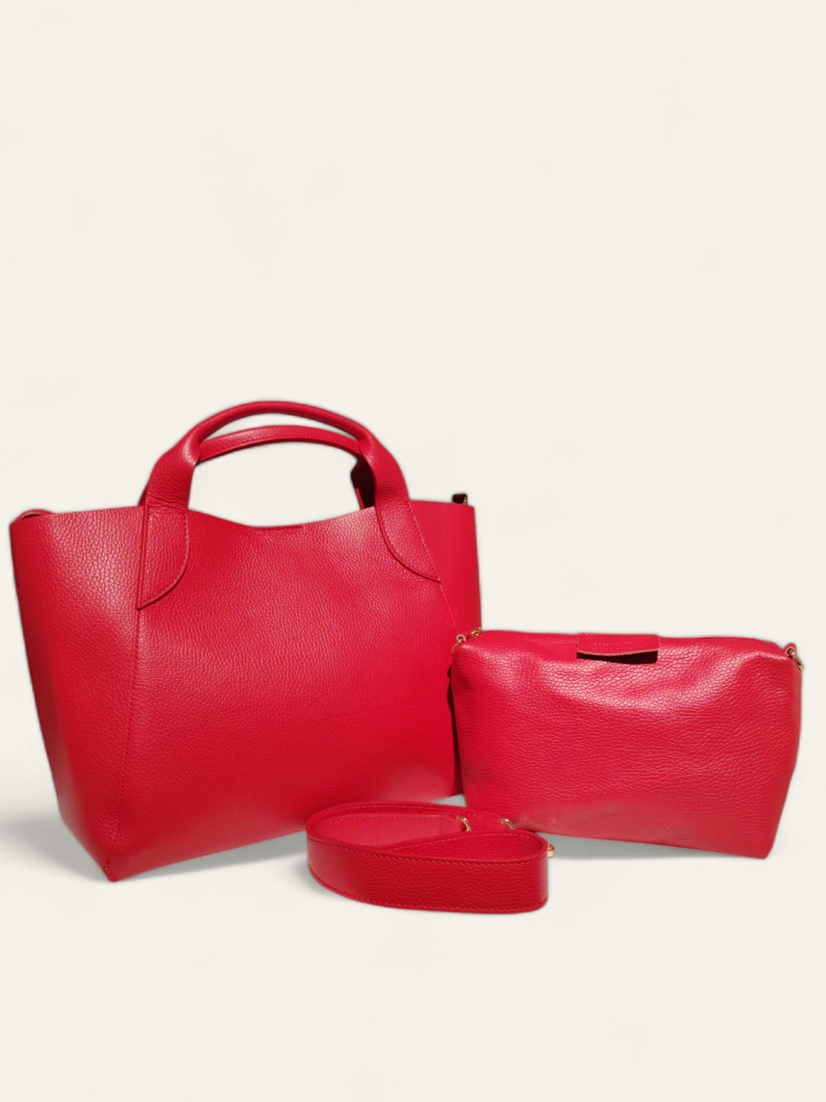 BM469 Red Leather Tote Bag