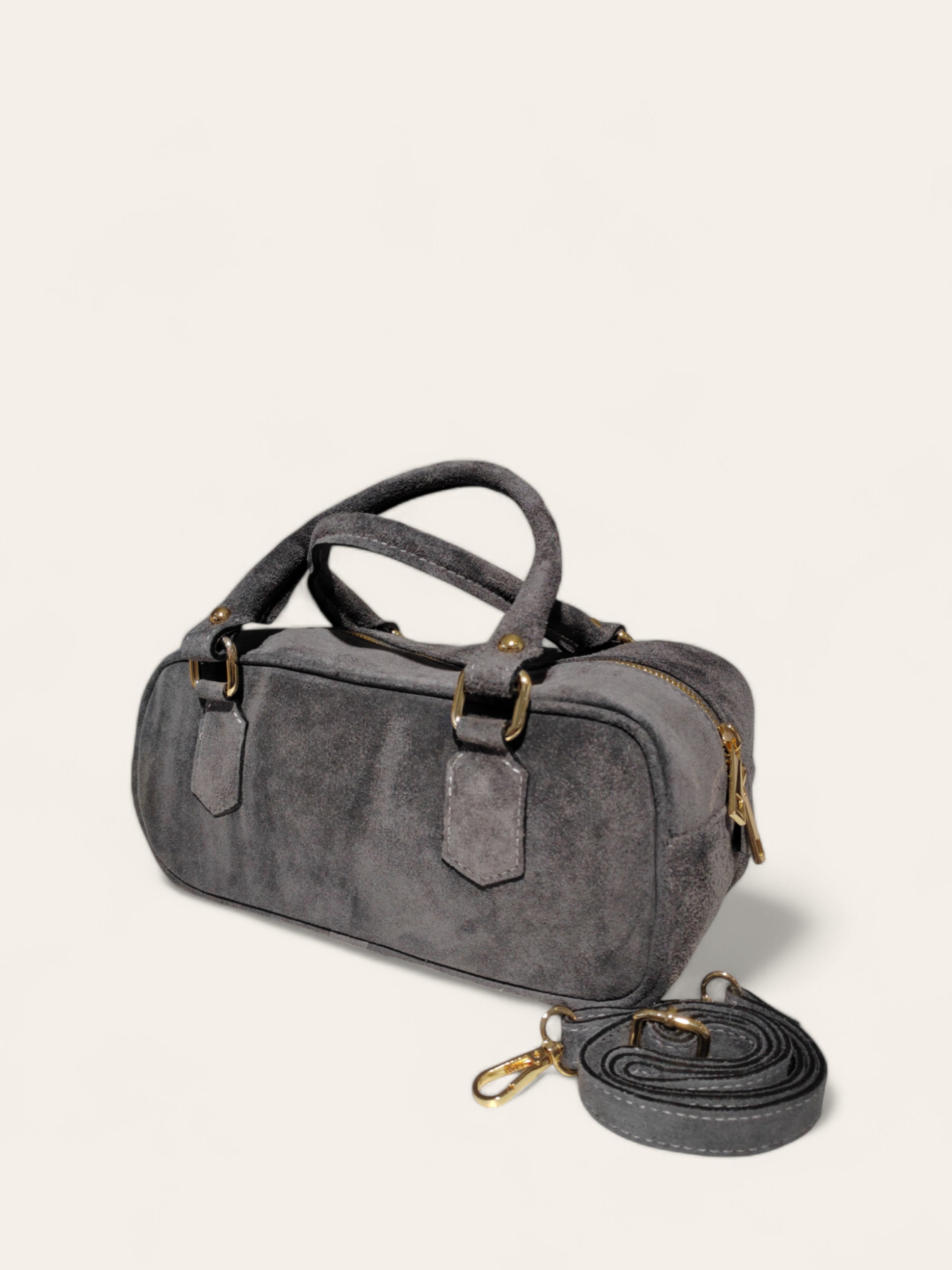 BMN050 Gray Leather Bag