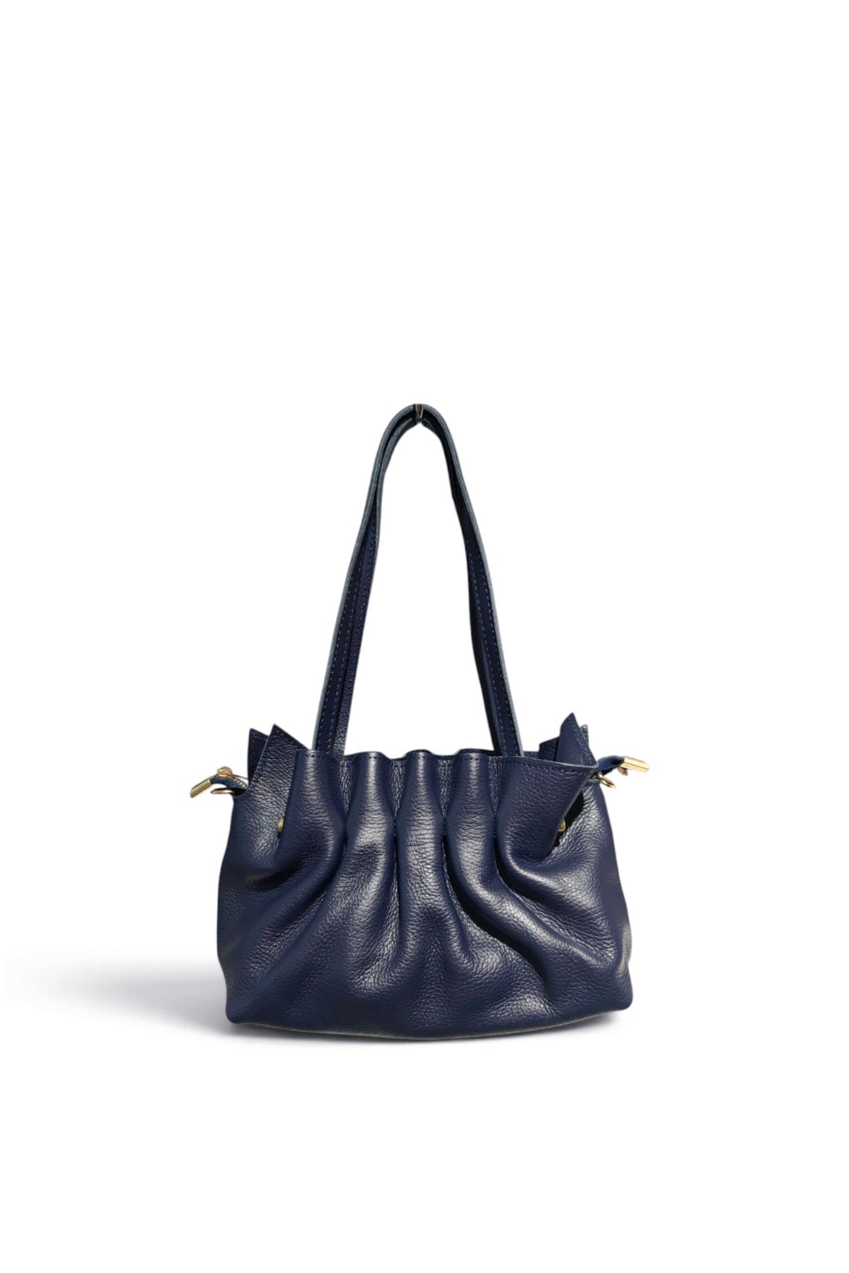 BM016 Navy Leather Shoulder Bag