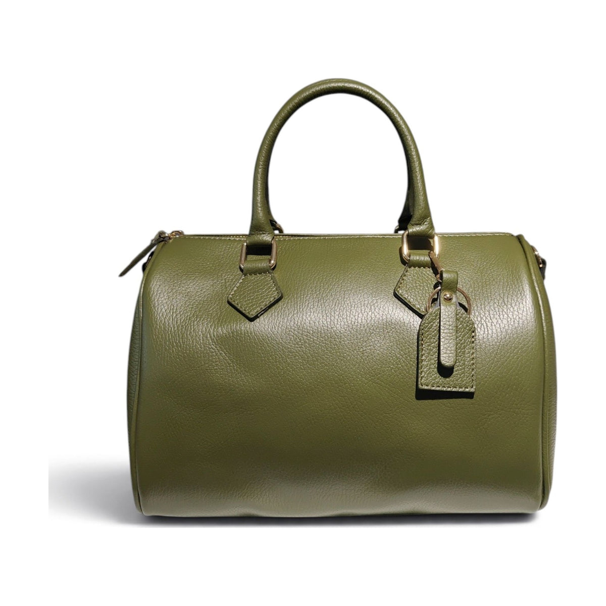 BM926 Khaki Leather Boston Bag