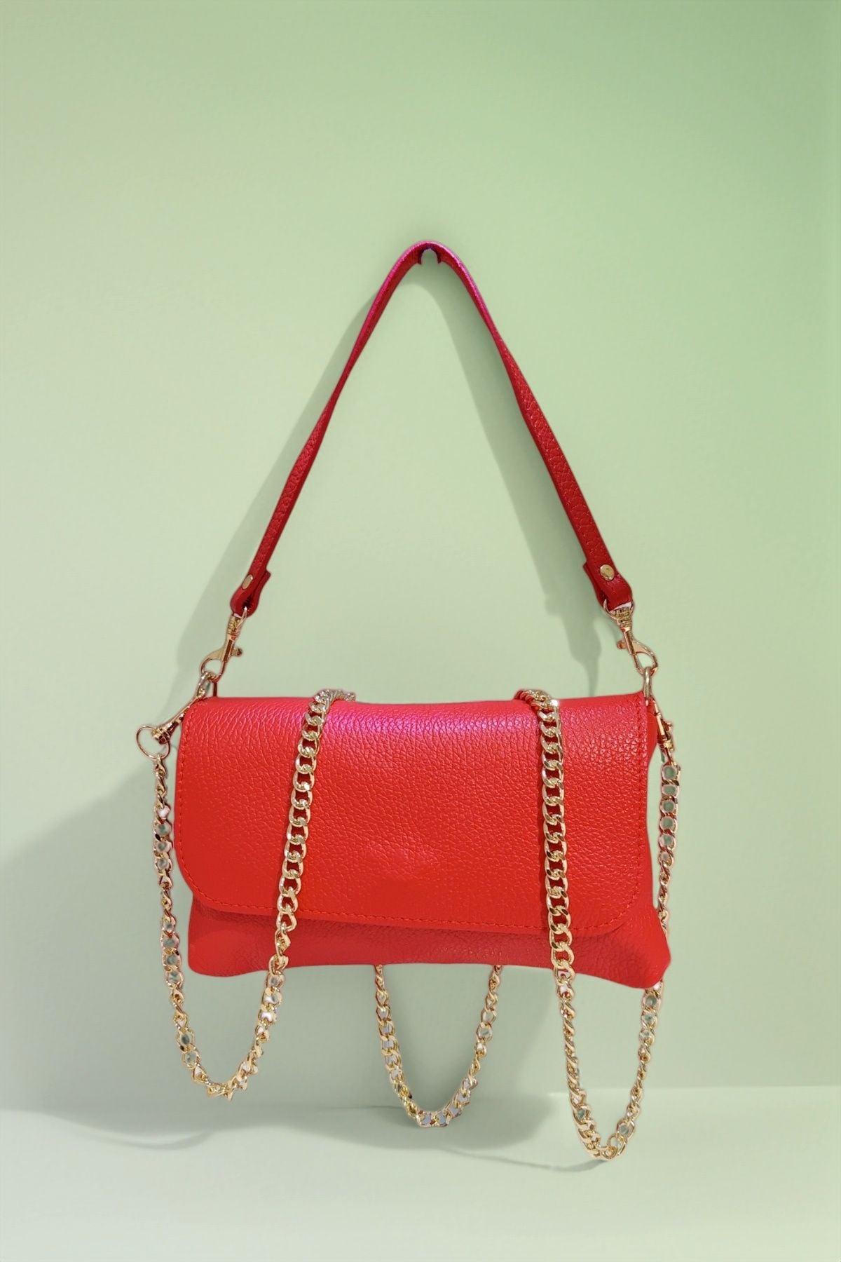 BM632 Red Leather Crossbody Bag
