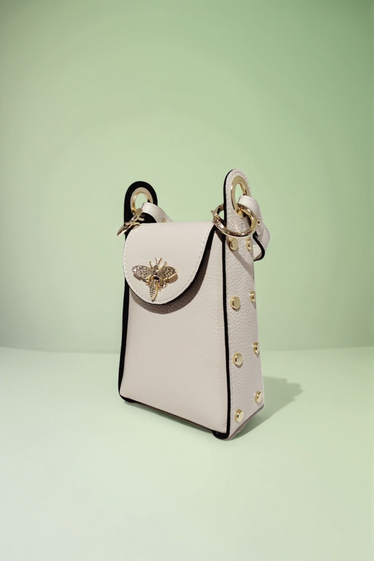 BM764 Cream Leather Crossbody Bag